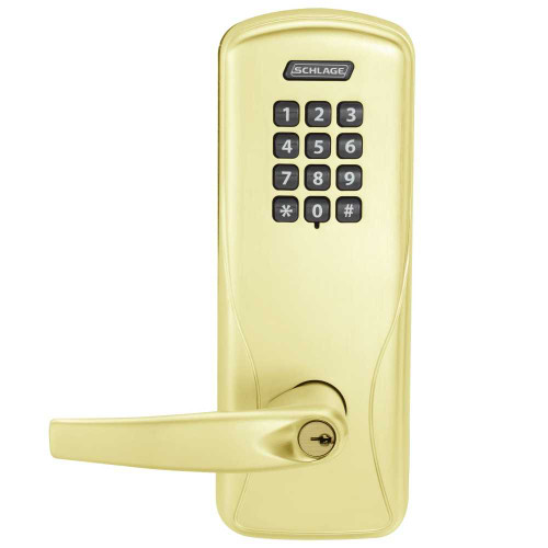 Schlage Electronics CO200MD40KPATH605PR Grade 1 Standalone Electronic Mortise Deadbolt Lock PrivacyFunction Keypad Reader Athens Lever With Schlage Standard Cylinder Bright Brass Finish CO200MD40KPATH605PR