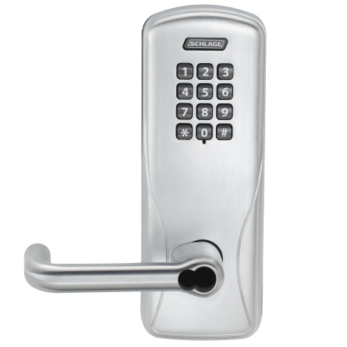 Schlage Electronics CO200MD40KPTLR626JR Grade 1 Standalone Electronic Mortise Deadbolt Lock PrivacyFunction Keypad Reader Tubular Lever FSIC Prep Satin Chrome Finish