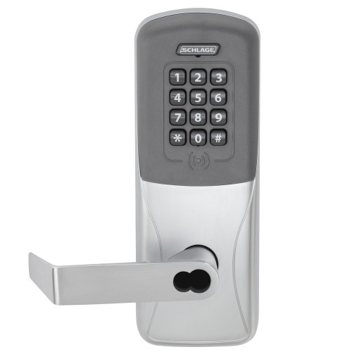 Schlage Electronics CO200MD40PRKRHO626BR Grade 1 Standalone Electronic Mortise Deadbolt Lock PrivacyFunction Proximity Reader and Keypad Rhodes Lever SFIC Prep Satin Chrome Finish