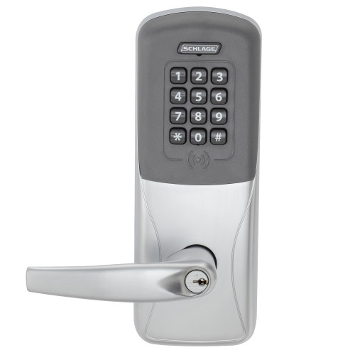 Schlage Electronics CO200MS70PRKATH626PR Grade 1 Standalone Electronic Mortise Lock Classroom Function Prox/Keypad Athens Lever With Schlage Standard Cylinder Satin Chrome Finish