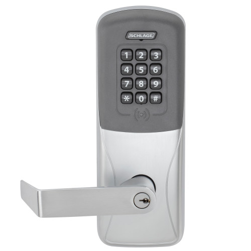 Schlage Electronics CO200MS70PRKRHO626PR Grade 1 Standalone Electronic Mortise Lock Classroom Function Prox/Keypad Rhodes Lever With Schlage Standard Cylinder Satin Chrome Finish