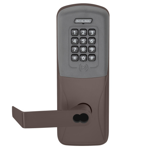 Schlage Electronics CO200MS70PRKRHO643EJR Grade 1 Standalone Electronic Mortise Lock Classroom Function Prox/Keypad Rhodes Lever FSIC Prep Aged Bronze Finish