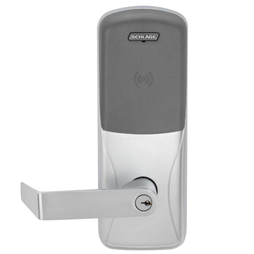 Schlage Electronics CO200MS70PRRHO626PR Grade 1 Standalone Electronic Mortise Lock Classroom Function Proximity Reader Rhodes Lever With Schlage Standard Cylinder Satin Chrome Finish CO200MS70PRRHO626PR
