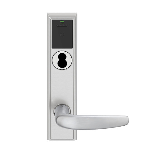 Schlage Electronics LEBMB-ADD J 07 626 RH Grade 2 Schlage ENGAGE Series Wireless Mortise Lock 24 GHz Bluetooth Low Energy Reader Schlage FSIC Prep Less Core Mobile Enabled Push Button and LED 07 Lever Addison Trim Satin Chrome Finish Right Hand LEBMB-ADD J 07 626 RH