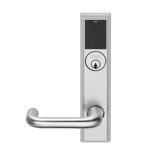 Schlage Electronics LEBMB-ADD P 03 626 LH Grade 1 Schlage ENGAGE Series Wireless Mortise Lock 24 GHz Bluetooth Low Energy Reader Mortise Cylinder Mobile Enabled Push Button and LED 03 Lever Addison Trim Satin Chrome Finish Left Hand LEBMB-ADD P 03 626 LH