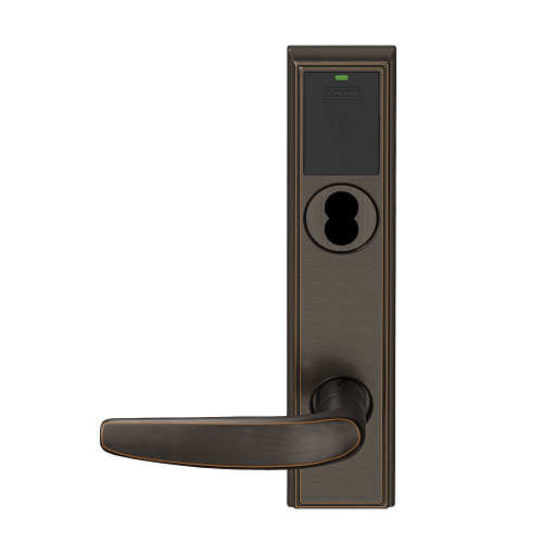 Schlage Electronics LEBMD-ADD B 07 643e LH Grade 2 Schlage ENGAGE Series Wireless Mortise Lock 24 GHz Bluetooth Low Energy Reader 6-pin SFIC Prep Less Core Mobile Enabled Deadbolt with LED 07 Lever Addison Trim Aged Bronze Finish Left Hand