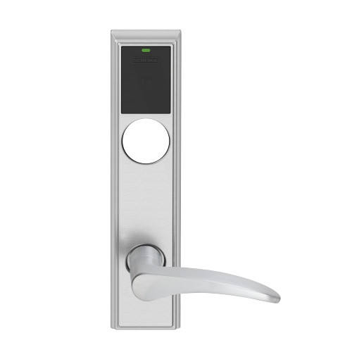 Schlage Electronics LEBMD-ADD L 12 626 RH Grade 2 Schlage ENGAGE Series Wireless Mortise Lock 24 GHz Bluetooth Low Energy Reader Less Cylinder Mobile Enabled Deadbolt with LED 12 Lever Addison Trim Satin Chrome Finish Right Hand LEBMD-ADD L 12 626 RH