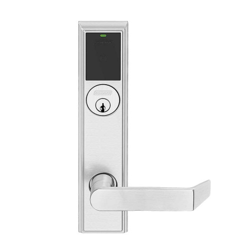 Schlage Electronics LEBMD-ADD P 06 625 RHR Grade 1 Schlage ENGAGE Series Wireless Mortise Lock 24 GHz Bluetooth Low Energy Reader Mortise Cylinder Mobile Enabled Deadbolt with LED 06 Lever Addison Trim Bright Chrome Finish Right Hand Reverse LEBMD-ADD P 06 625 RHR