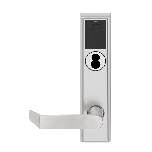 Schlage Electronics LEBMS-ADD J 06 626 LHR Grade 2 Schlage ENGAGE Series Wireless Mortise Lock 24 GHz Bluetooth Low Energy Reader Schlage FSIC Prep Less Core Mobile Enabled LED indicator 06 Lever Addison Trim Satin Chrome Finish Left Hand Reverse LEBMS-ADD J 06 626 LHR