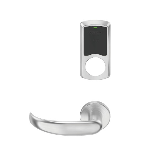 Schlage Electronics LEBMS-GRW L 17 626 00A LH Grade 2 Schlage ENGAGE Series Wireless Mortise Lock 24 GHz Bluetooth Low Energy Reader Less Cylinder Mobile Enabled LED indicator 17 Lever Greenwich Trim A Rose Satin Chrome Finish Left Hand LEBMS-GRW L 17 626 00A LH