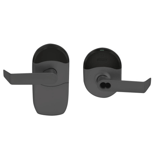 Schlage Electronics NDEBB RHO 622 Grade 1 Schlage ENGAGE Series Wireless Cylindrical Lock 24 GHz Bluetooth Low Energy Reader 6-pin SFIC Prep Less Core Mobile Enabled Multi-Function RHO Lever Flat Black Coated Finish Field Reversible NDEBB RHO 622