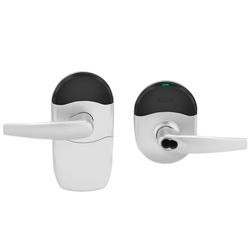 Schlage Electronics NDEBJ ATH 626 Grade 1 Schlage ENGAGE Series Wireless Cylindrical Lock 24 GHz Bluetooth Low Energy Reader Schlage FSIC Prep Less Core Mobile Enabled Multi-Function ATH Lever Satin Chrome Finish Field Reversible NDEBJ ATH 626