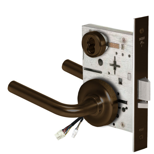 BEST 45HW7DEU12R611RQE12V Fail Secure 12V Electrified Mortise Lock 12 Lever R Rose Request to Exit Bright Bronze