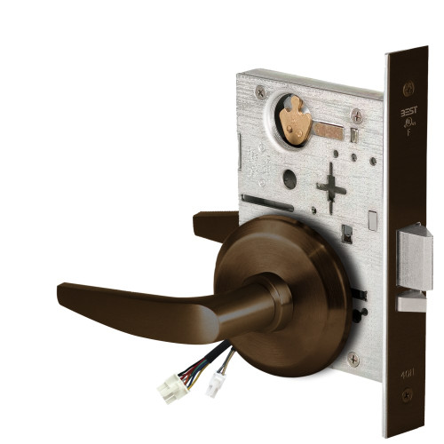 BEST 45HW0NXEU16S611 Fail Secure 24V No Key Override Electrified Mortise Lock 16 Lever S Rose Bright Bronze