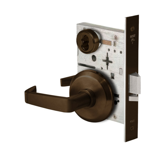 BEST 45HW7DEL15S611RQE Fail Safe 24V Electrified Mortise Lock 15 Lever S Rose Request to Exit Bright Bronze