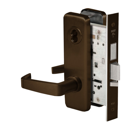 BEST 45HW7TDEL15J611RQE Fail Safe 24V With Deadbolt Electrified Mortise Lock 15 Lever J Escutcheon Request to Exit Bright Bronze