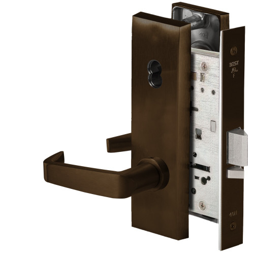 BEST 45HW7DEL15N611RQE12V Fail Safe 12V Electrified Mortise Lock 15 Lever N Escutcheon Request to Exit Bright Bronze