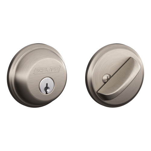 Schlage Residential B60 619 12-287 KD Grade 1 Single Cylinder Deadbolt Lock Conventional Cylinder 5 Pins Keyed Different Triple Option Latch Satin Nickel Plated Clear Coated Finish