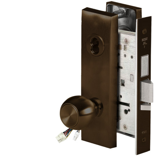 BEST 45HW7TDEL4M611RQE12V Fail Safe 12V With Deadbolt Electrified Mortise Lock 4 Knob M Escutcheon Request to Exit Bright Bronze