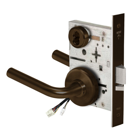 BEST 45HW7DEL12H611RQE Fail Safe 24V Electrified Mortise Lock 12 Lever H Rose Request to Exit Bright Bronze