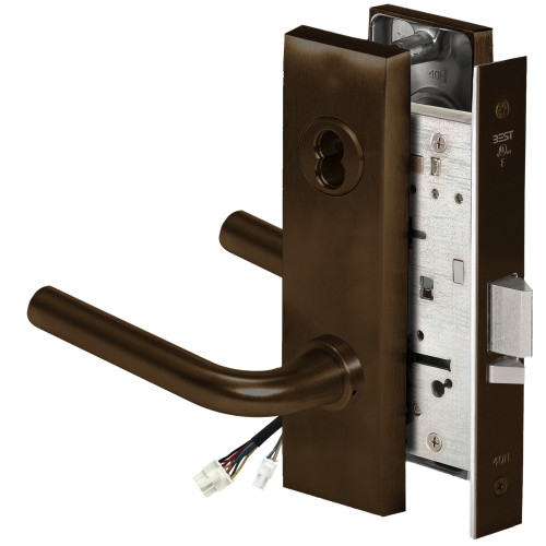 BEST 45HW7DEL12M611RQE Fail Safe 24V Electrified Mortise Lock 12 Lever M Escutcheon Request to Exit Bright Bronze