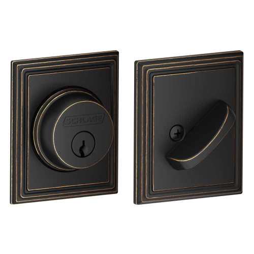 Schlage Residential B60 ADD 716 KD Grade 1 Single Cylinder Deadbolt Lock Conventional Cylinder 5 Pins Keyed Different Dual Option Latch Addison Rose Antique Bronze Finish B60 ADD 716 KD