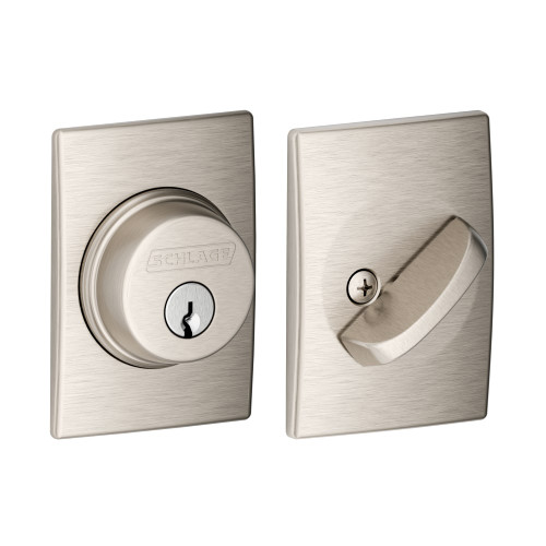 Schlage Residential B60 CEN 619 12-287 KD Grade 1 Single Cylinder Deadbolt Lock Conventional Cylinder 5 Pins Keyed Different Triple Option Latch Century Satin Nickel Plated Clear Coated Finish