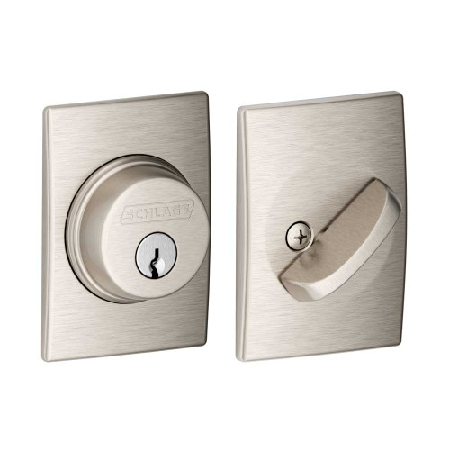 Schlage Residential B60 CEN 619 12-287 KD Grade 1 Single Cylinder Deadbolt Lock Conventional Cylinder 5 Pins Keyed Different Triple Option Latch Century Satin Nickel Plated Clear Coated Finish B60 CEN 619 12-287 KD