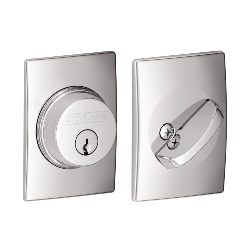 Schlage Residential B60 CEN 625 KA4 Grade 1 Single Cylinder Deadbolt Lock Conventional Cylinder 5 Pins Keyed Alike in Groups of 4 Dual Option Latch Century Rose Bright Chrome Finish