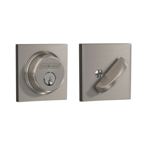 Schlage Residential B60 COL 619 KD Grade 1 Single Cylinder Deadbolt Lock Conventional Cylinder 5 Pins Keyed Different Dual Option Latch Collins Rose Satin Nickel Plated Clear Coated Finish