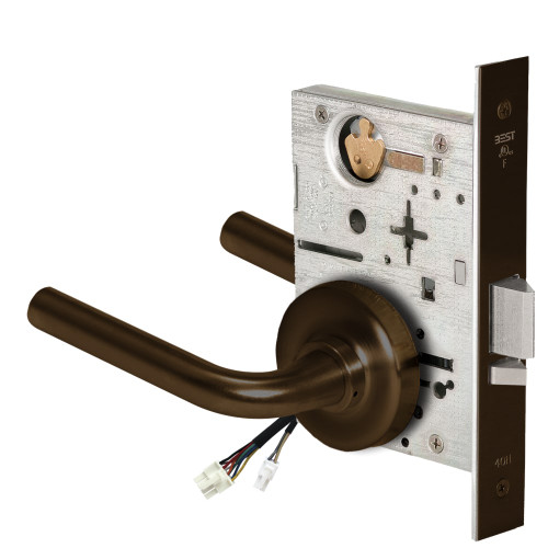 BEST 45HW0NXEU12R61112V Fail Secure 12V No Key Override Electrified Mortise Lock 12 Lever R Rose Bright Bronze