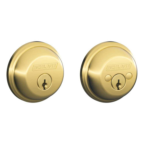 Schlage Residential B62 605 KD Grade 1 Double Cylinder Deadbolt Lock Conventional Cylinder 5 Pins Keyed Different Dual Option Latch Bright Brass Finish B62 605 KD
