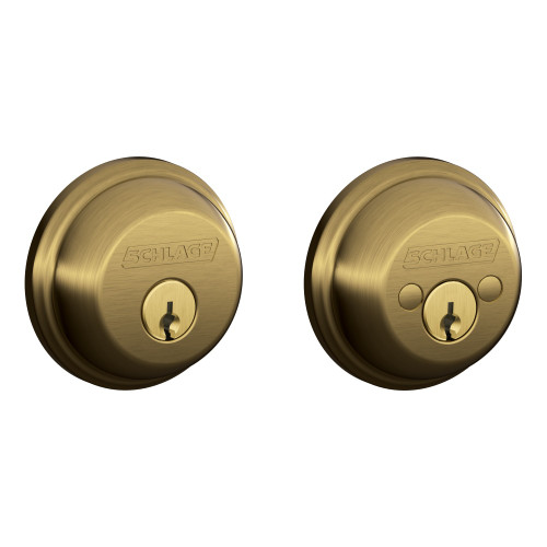 Schlage Residential B62 609 12-287 KA4 Grade 1 Double Cylinder Deadbolt Lock Conventional Cylinder 5 Pins Keyed Alike Group of 4 Triple Option Latch Satin Brass Blackened Satin Relieved Clear Coated Finish