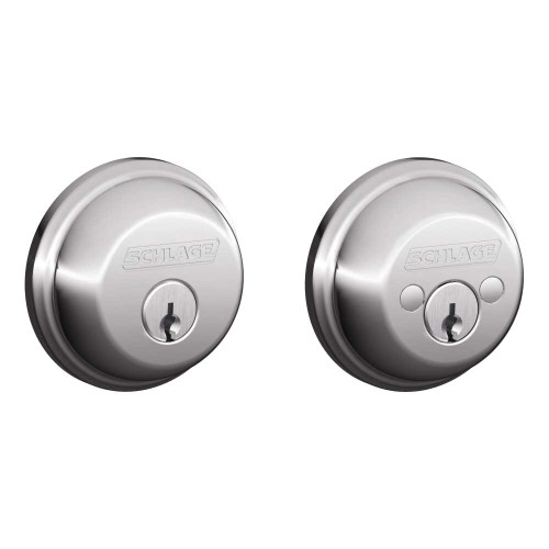 Schlage Residential B62 625 KD Grade 1 Double Cylinder Deadbolt Lock Conventional Cylinder 5 Pins Keyed Different Dual Option Latch Bright Chrome Finish B62 625 KD