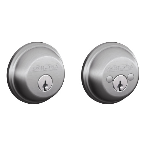 Schlage Residential B62 626 KD Grade 1 Double Cylinder Deadbolt Lock Conventional Cylinder 5 Pins Keyed Different Dual Option Latch Satin Chrome Finish