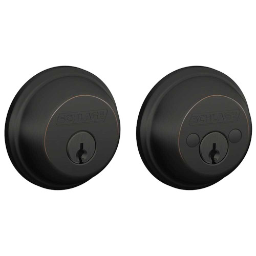 Schlage Residential B62 716 KA4 Grade 1 Double Cylinder Deadbolt Lock Conventional Cylinder 5 Pins Keyed Alike Group of 4 Dual Option Latch Antique Bronze Finish B62 716 KA4