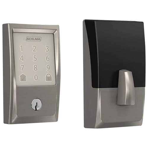 Schlage Residential BE489WBC CEN 619 Grade 1 Touchscreen Deadbolt Lock Encode Series Century Trim Satin Nickel Finish BE489WBC CEN 619