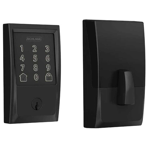 Schlage Residential BE489WBC CEN 622 Grade 1 Touchscreen Deadbolt Lock Encode Series Century Trim Matte Black Finish BE489WBC CEN 622