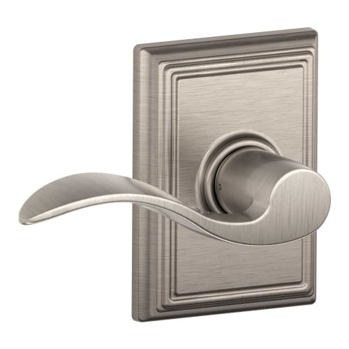 Schlage Residential F10 ACC 619 ADD Grade 2 Passage Latch Accent Lever Addison Rose Satin Nickel Finish F10 ACC 619 ADD