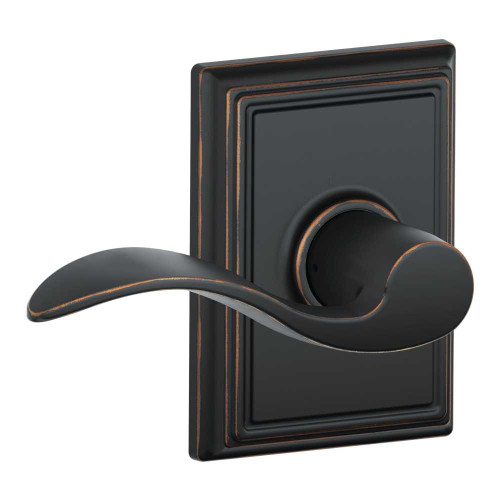Schlage Residential F10 ACC 716 ADD Grade 2 Passage Latch Accent Lever Addison Rose Antique Bronze Finish F10 ACC 716 ADD