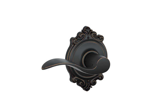 Schlage Residential F10 ACC 716 BRK Grade 2 Passage Latch Accent Lever Brookshire Rose Antique Bronze Finish F10 ACC 716 BRK