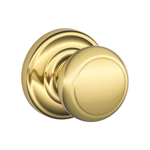 Schlage Residential F10 AND 505 AND Passage Latch Andover Knob Andover Rose Lifetime Brass F10 AND 505 AND