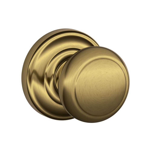 Schlage Residential F10 AND 609 AND Passage Latch Andover Knob Andover Rose Antique Brass F10 AND 609 AND