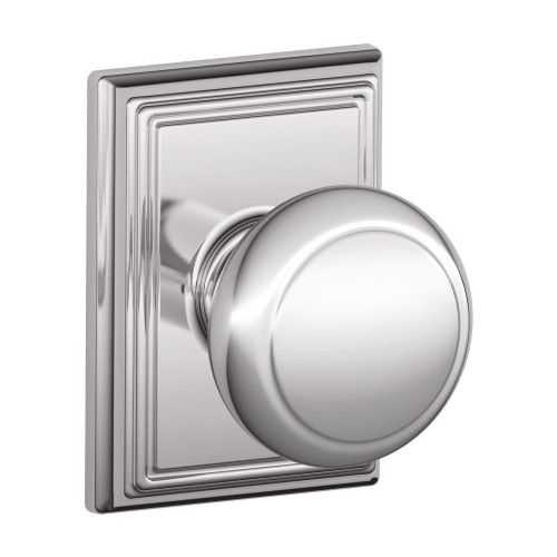 Schlage Residential F10 AND 625 ADD Passage Latch Andover Knob Addison Rose Bright Chrome