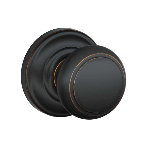 Schlage Residential F10 AND 716 AND Passage Latch Andover Knob Andover Rose Antique Bronze F10 AND 716 AND