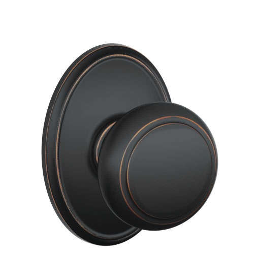 Schlage Residential F10 AND 716 WKF Passage Latch Andover Knob Wakefield Rose Antique Bronze F10 AND 716 WKF