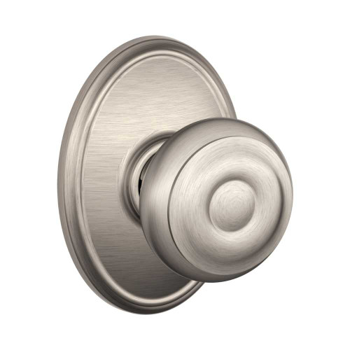 Schlage Residential F10 GEO 619 WKF Passage Latch Georgian Knob Wakefield Rose Satin Nickel F10 GEO 619 WKF