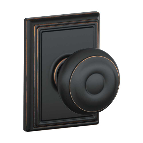 Schlage Residential F10 GEO 716 ADD Passage Latch Georgian Knob Addison Rose Antique Bronze F10 GEO 716 ADD