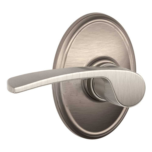 Schlage Residential F10 MER 619 WKF Grade 2 Passage Latch Merano Lever Wakefield Rose Satin Nickel Finish F10 MER 619 WKF