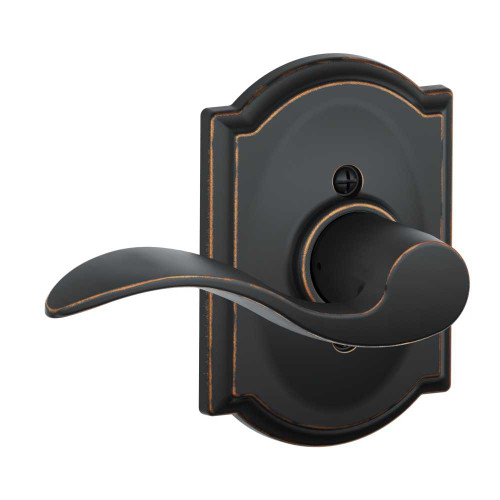 Schlage Residential F170 ACC 716 CAM LH Grade 2 Single Dummy Accent Lever Camelot Rose Antique Bronze Finish F170 ACC 716 CAM LH